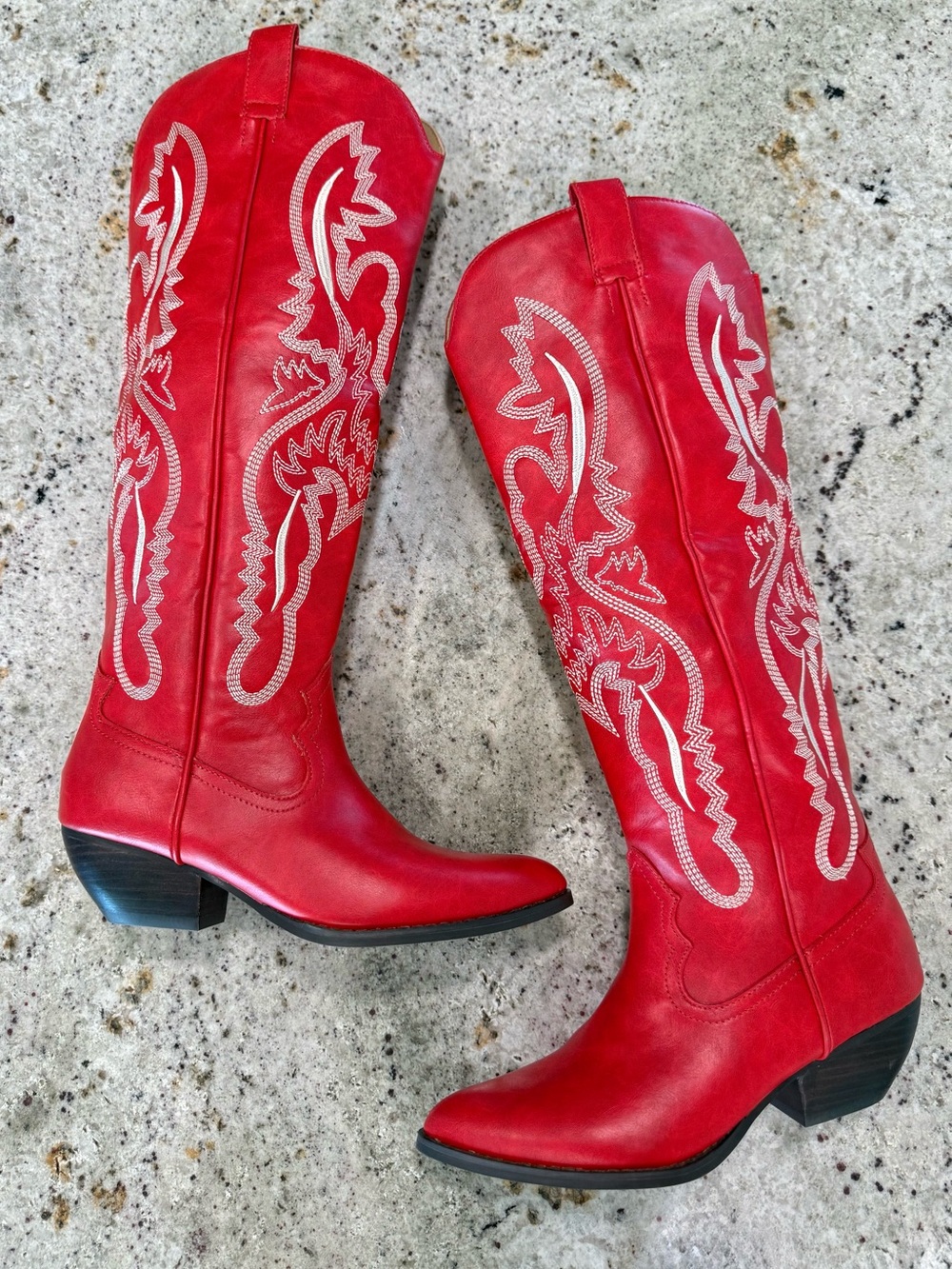 Mi.iM Red "Kevin" Western Embroidered Cowboy Boots
